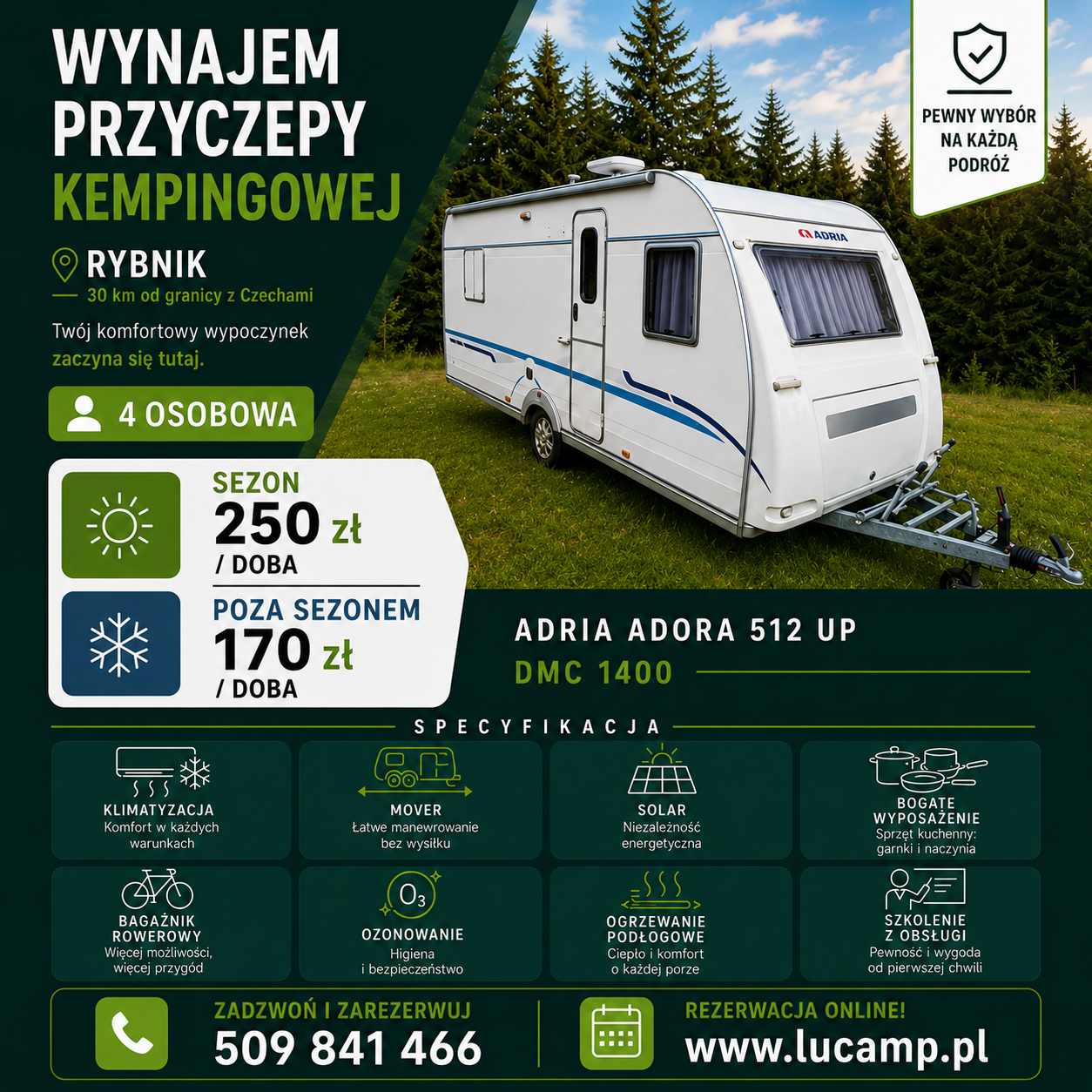 Adria Adora 512 UP, klimatyzacja, mover, solar
